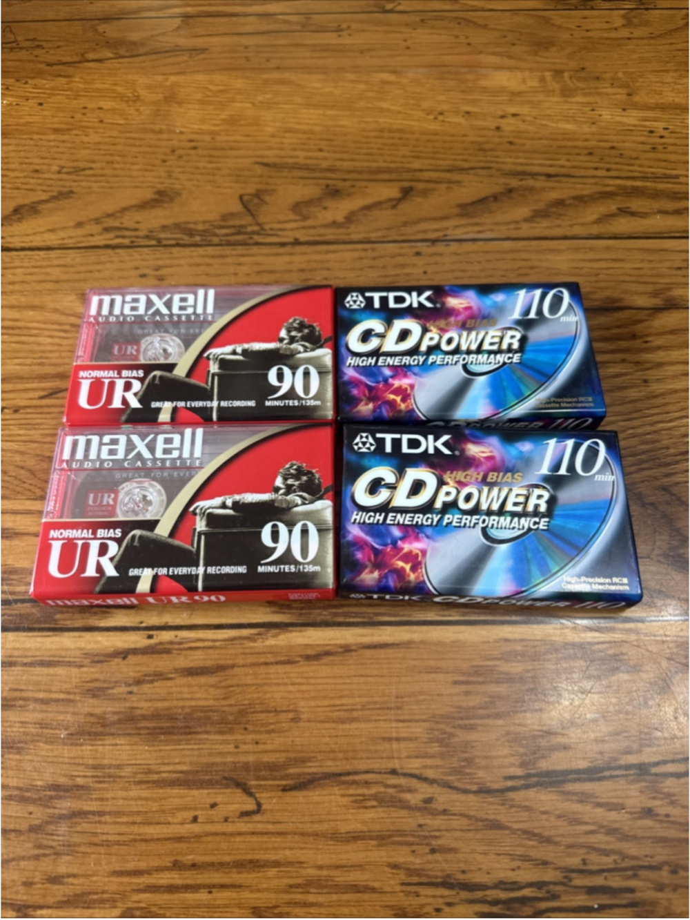 Lot of 4 SEALED Maxell UR 90 and TDK CD Power 110 Blank Audio Cassette Tapes